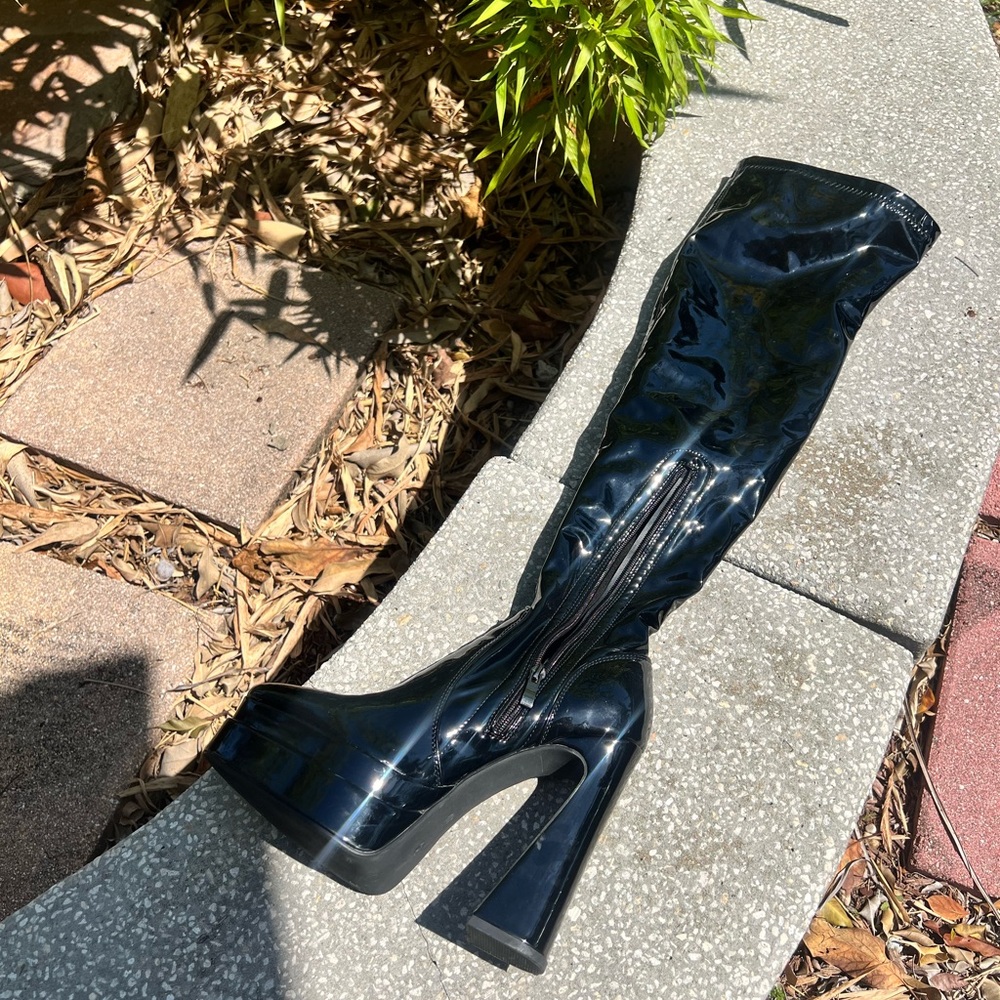 Patent leather boots